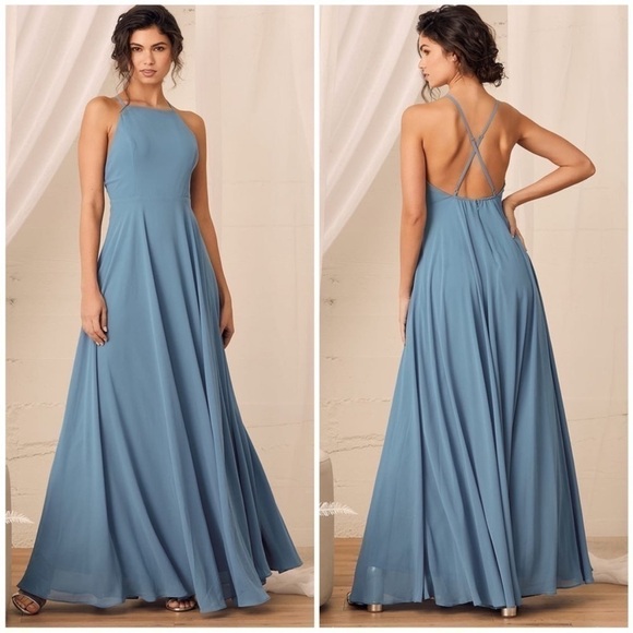 LULUS Mythical Kind of Love Slate Blue Maxi Dress size M - Picture 1 of 15